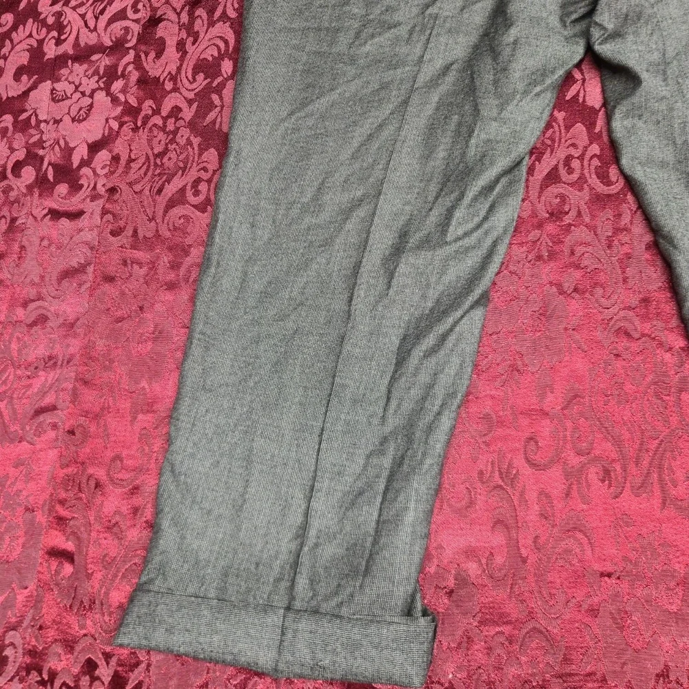 Burberry London Mens Dress Pants 42 Reg Grey‎ Check Pleated Wool Trousers